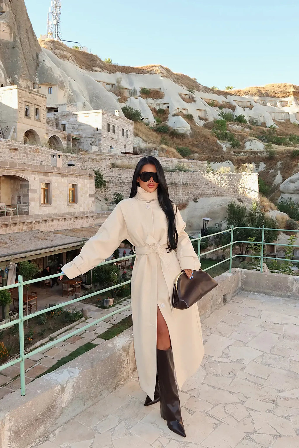 Aurevia Water-Resistant Long Coat – Cream