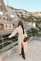 Aurevia Water-Resistant Long Coat – Cream