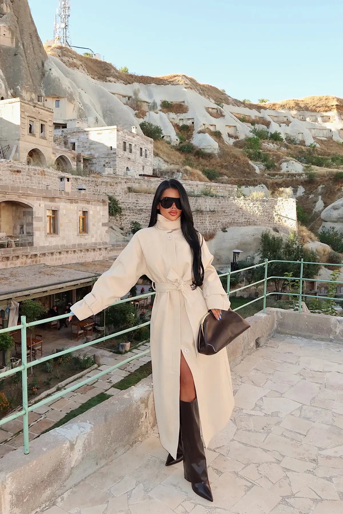 Aurevia Water-Resistant Long Coat – Cream
