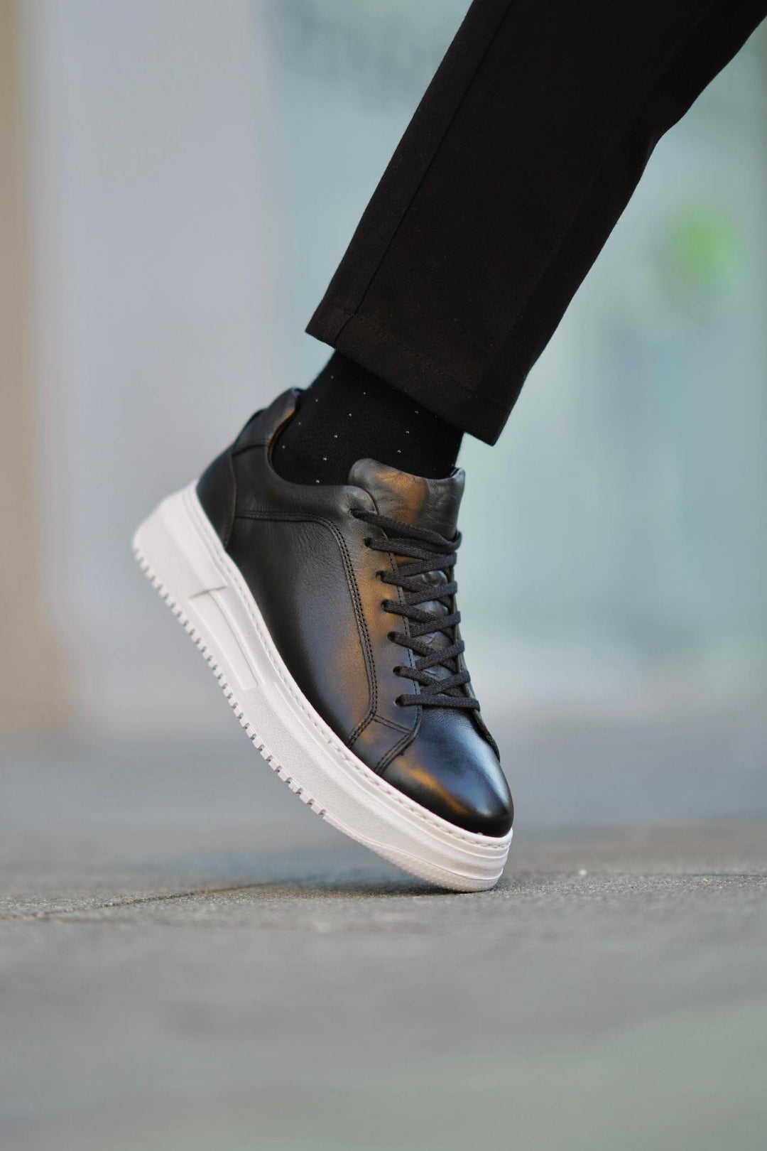 Armin Black 100% Genuine Leather Pool Eva Sole Sneakers