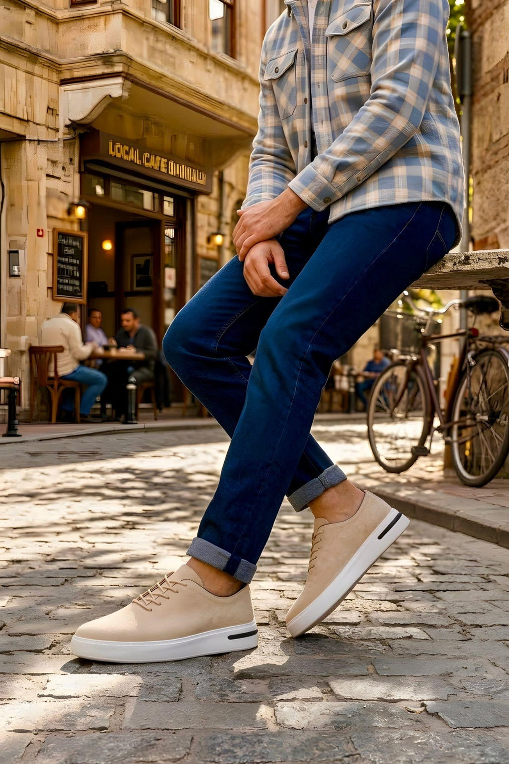 Bej Hakiki Süet Hafif Eva Taban Sneaker