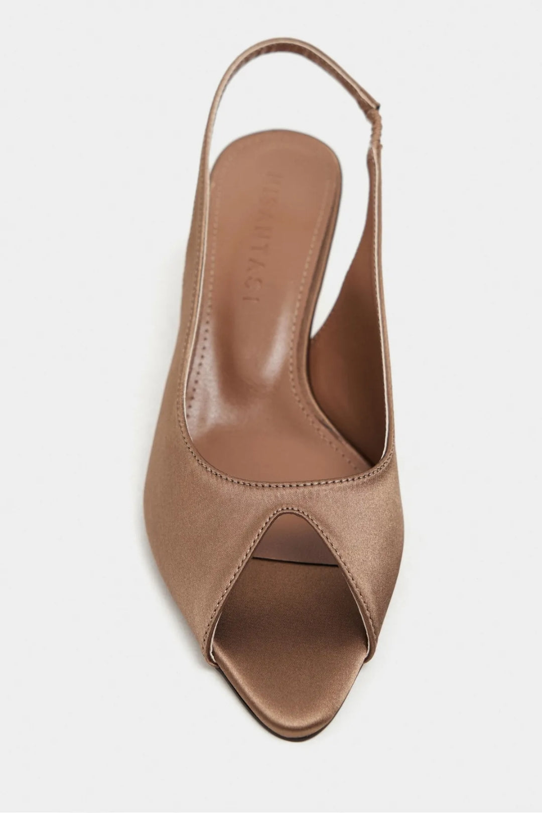 Aurelia Satin Peep-Toe Slingback Kitten Heels – Salmon Satin