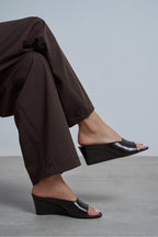 ALLISON Rustic Wedge Heel Slide Sandals for Women – 7 cm Comfort Heel