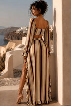 Santorini Soleil Signature Look – Patterned Lycra Set & Strawberry Nude Heels Bundle