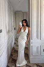 Sorevienne Halter Maxi Dress – White