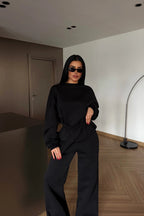 Veylora Sculpted Waist Wide-Leg Lounge Set