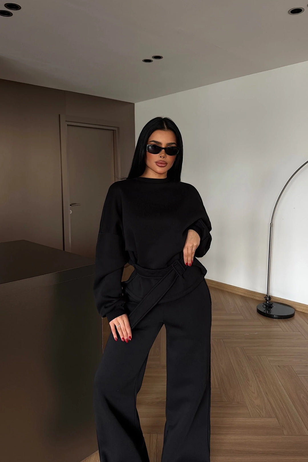 Veylora Sculpted Waist Wide-Leg Lounge Set