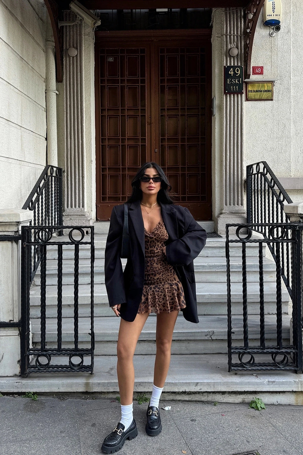 Mia Leopard Patterned Mini Tulle Dress