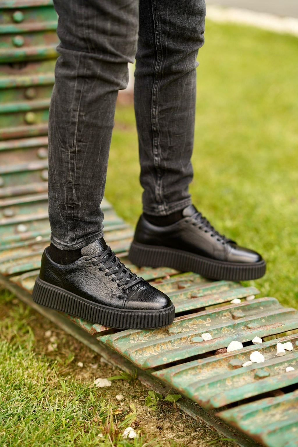 Esteban Siyah %100 Hakiki Deri 4 CM Light Termo Taban Sneaker