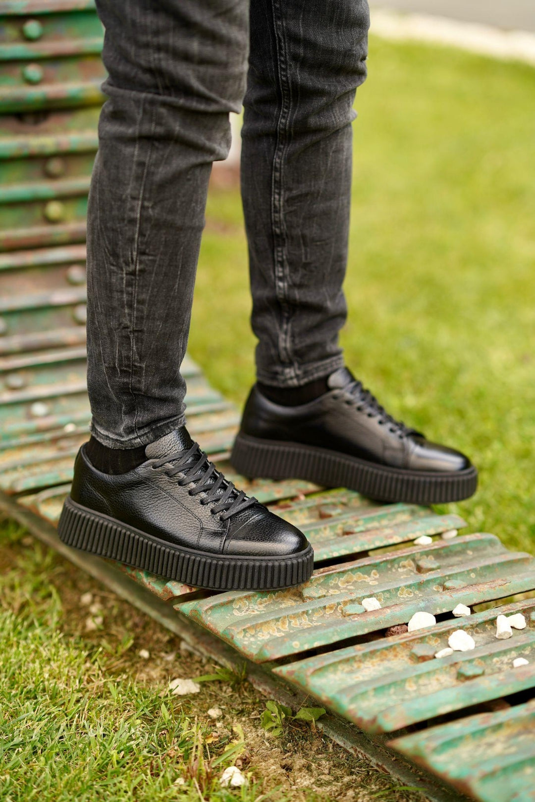 Esteban Siyah %100 Hakiki Deri 4 CM Light Termo Taban Sneaker