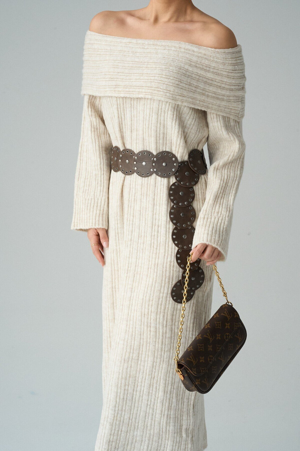 Avenor Ribbed Off-Shoulder Knit Maxi Dress