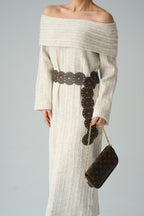 Avenor Ribbed Off-Shoulder Knit Maxi Dress