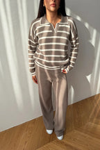 Blythe Striped Polo Knit Two-Piece Set