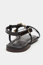 Amalfi Gold Medallion Flat Sandals – Beige