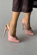 Heimdall Toka Detaylı 13 CM Platform Stiletto - Pembe
