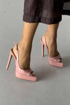 Heimdall Toka Detaylı 13 CM Platform Stiletto - Pembe