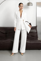 Monaco Lumière Signature Look – Premium White Tailored Suit & Sity Genuine Leather Gold Stiletto Bundle