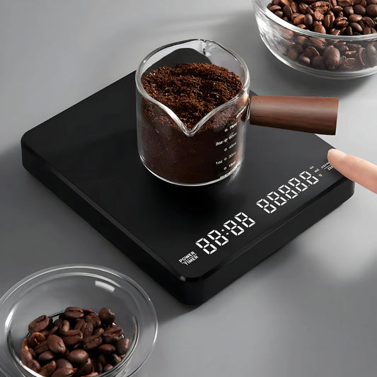 Digital Coffee Scale with Timer – 0.1g Precision up to 3kg, Waterproof Silicone Pad, LCD Display, Type‑C Rechargeable | Professional Barista Coffee Scale - TrendiMarkt