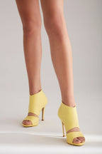 Barcelona – Open Toe Leather Stiletto Heels – Bitter Brown