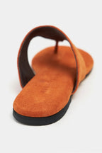 Ravello Handcrafted Genuine Leather Toe-Ring Sandals — Red Suede