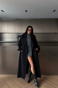 Verya Longline Belted Coat – Black