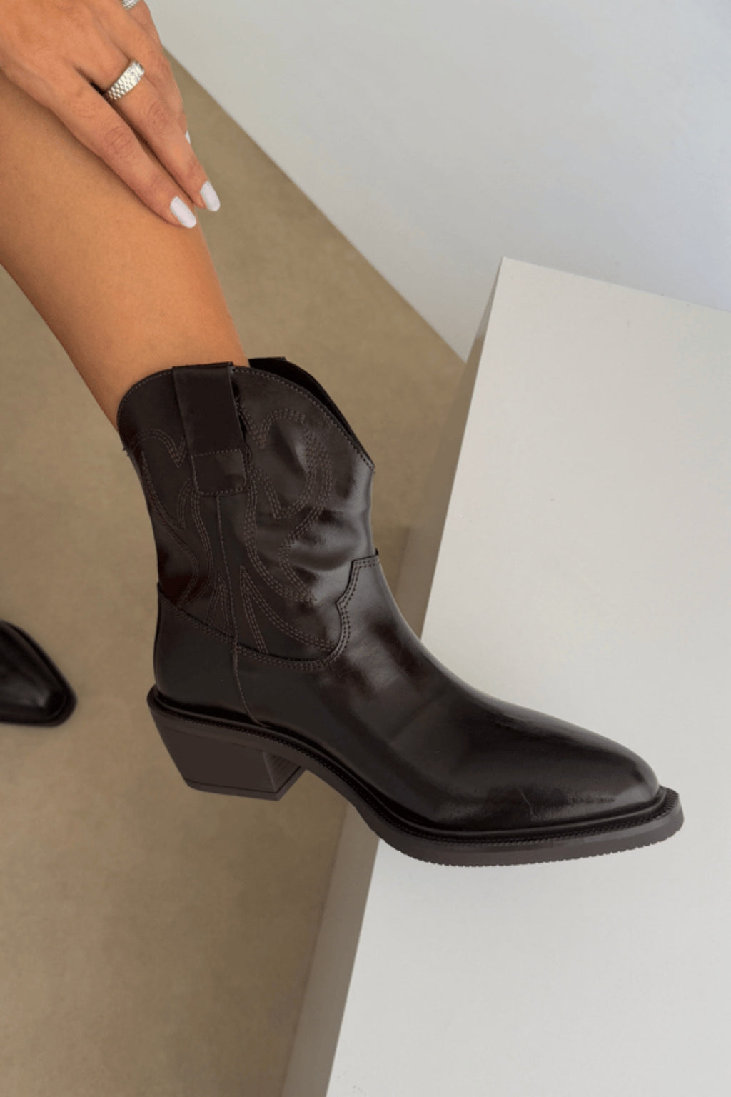 Clara Western Boots – Black Suede