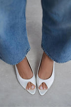 Aurelia Satin Peep-Toe Slingback Kitten Heels – Pearl Satin