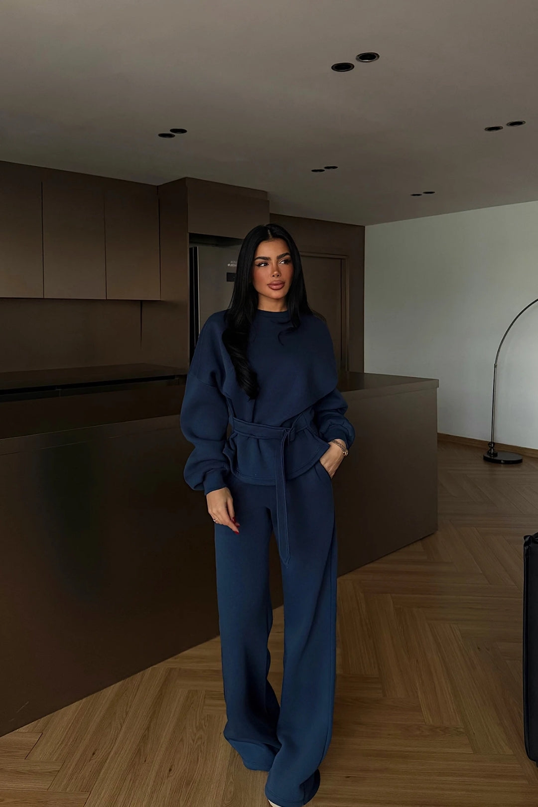 Veylora Sculpted Waist Wide-Leg Lounge Set