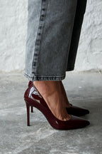 Sity Hakiki Deri Bordo Rugan Stiletto (10 CM)