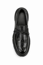 Siyah Kroko Baskılı Püsküllü Loafer
