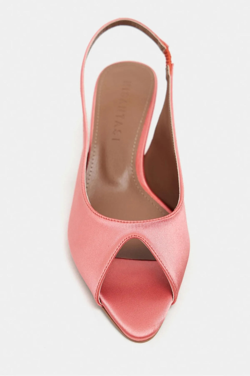 Aurelia Satin Peep-Toe Slingback Kitten Heels – Salmon Satin