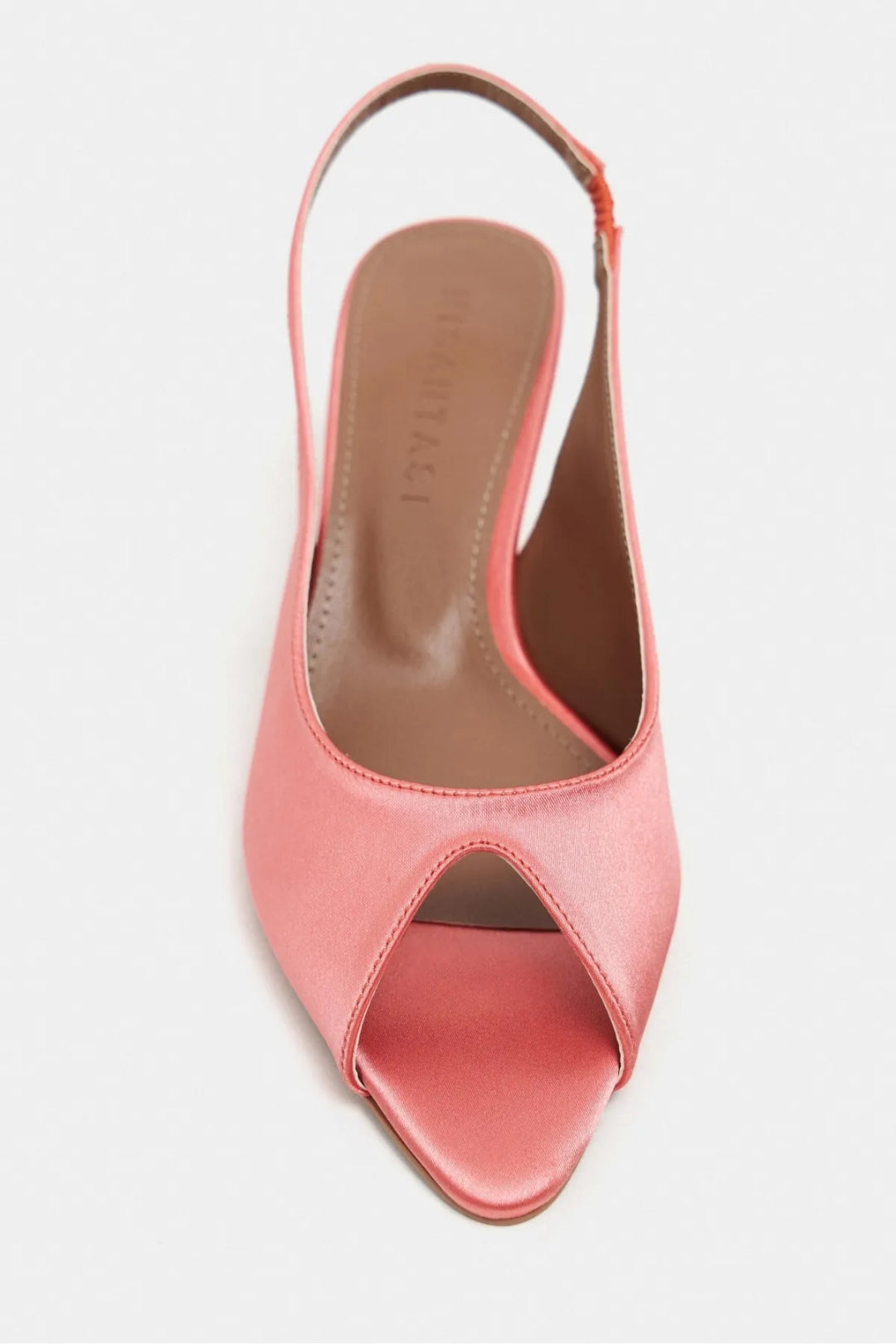 Aurelia Satin Peep-Toe Slingback Kitten Heels – Salmon Satin