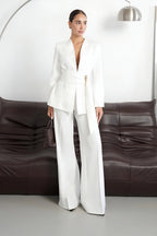 Monaco Lumière Signature Look – Premium White Tailored Suit & Sity Genuine Leather Gold Stiletto Bundle