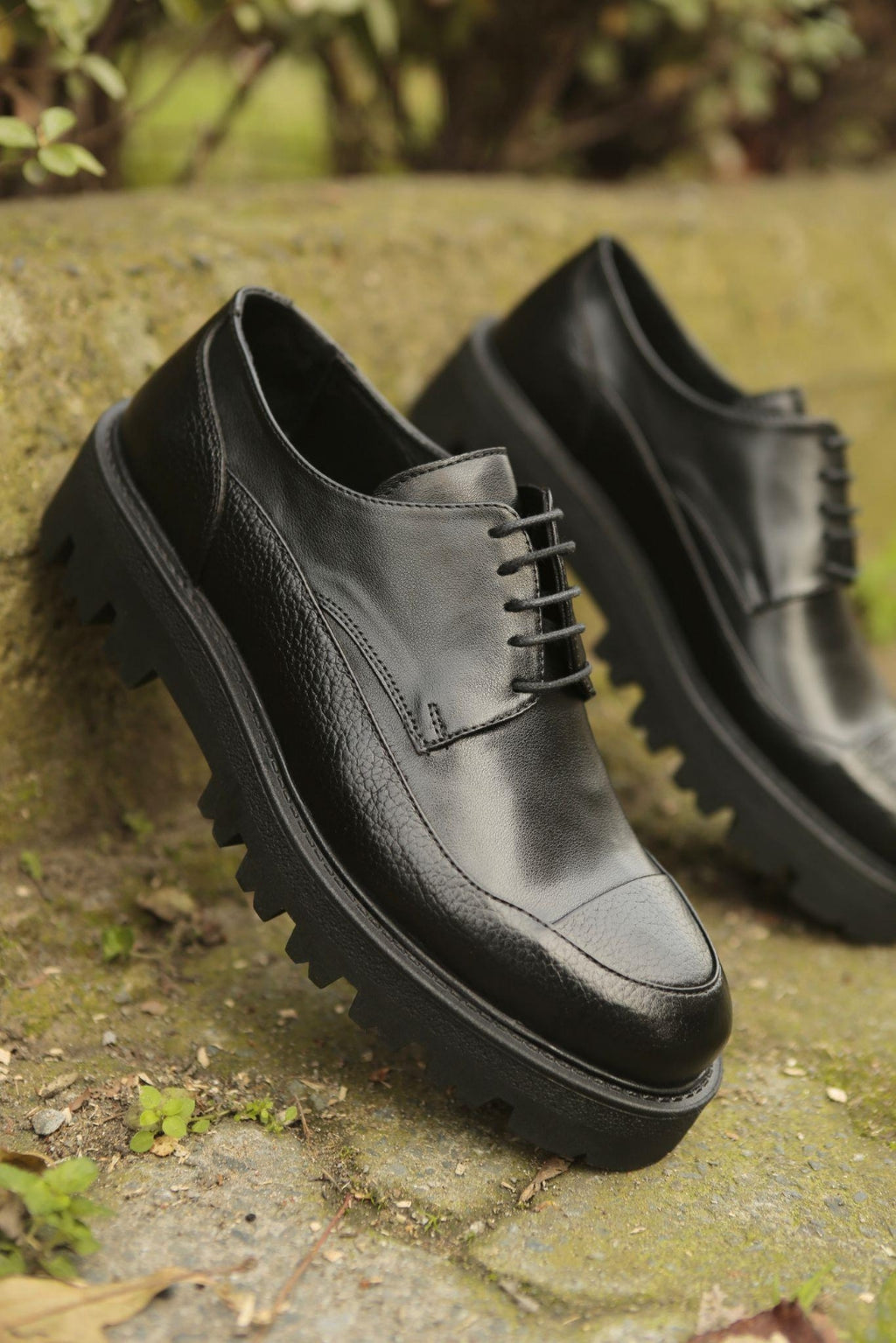 Siyah Hakiki Deri "Hybrid" Derby Ayakkabı