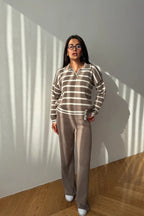 Blythe Striped Polo Knit Two-Piece Set