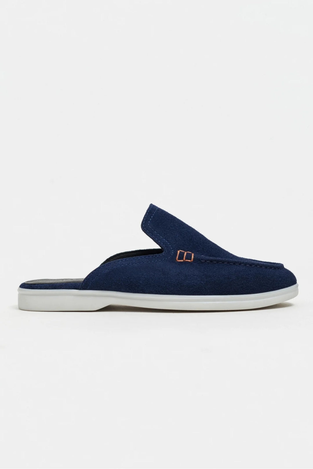 Sorrento – Handcrafted Genuine Suede Leather Mule Loafers – Navy Suede