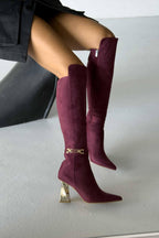 Norevia Buckle-Detail Knee-High Boots – Brown