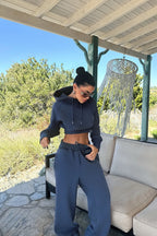 Arden Scarf-Hood Cropped Tracksuit – Smoke Grey