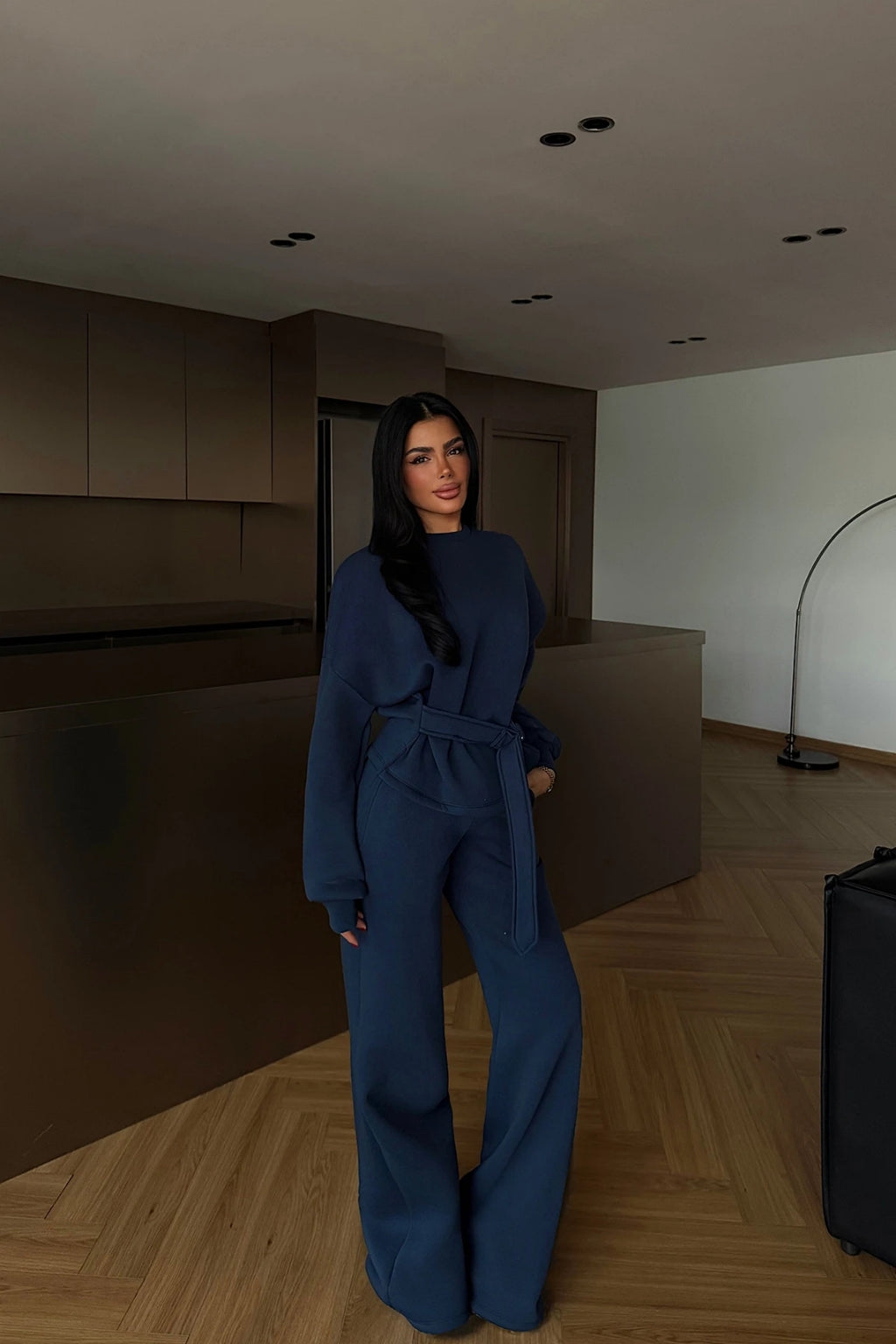 Veylora Sculpted Waist Wide-Leg Lounge Set