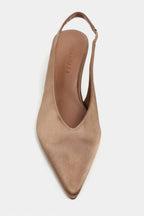 Wilson Pearl Satin Slingback Kitten Heels – Coffee