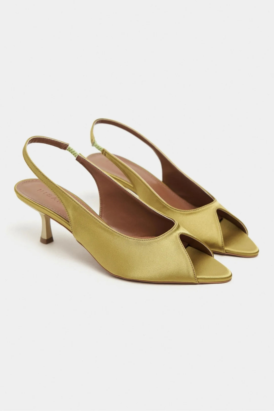 Aurelia Satin Peep-Toe Slingback Kitten Heels – Burgundy Satin