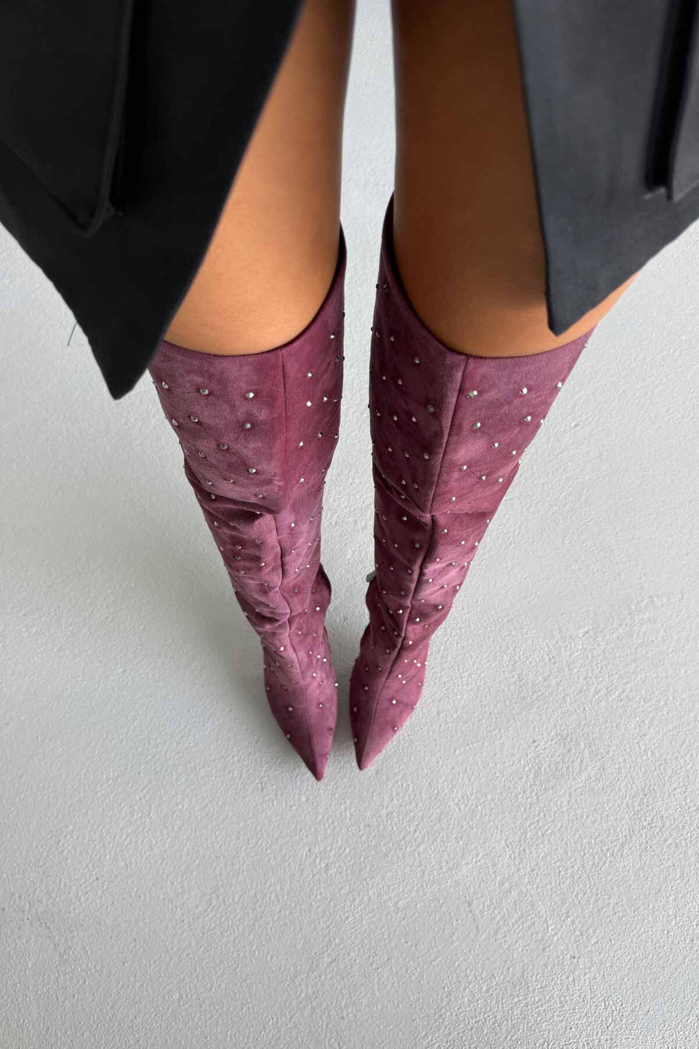 Zavielle Over-the-Knee Stiletto Boots – Metallic Silver