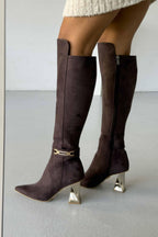 Norevia Buckle-Detail Knee-High Boots – Brown