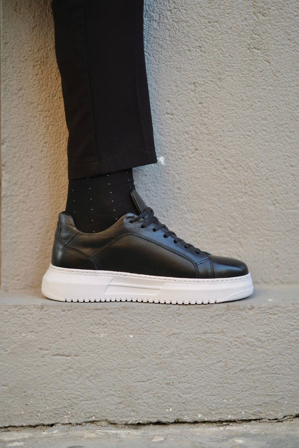 Armin Black 100% Genuine Leather Pool Eva Sole Sneakers
