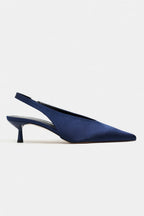 WILSON Satin Slingback Kitten Heel – Turquoise