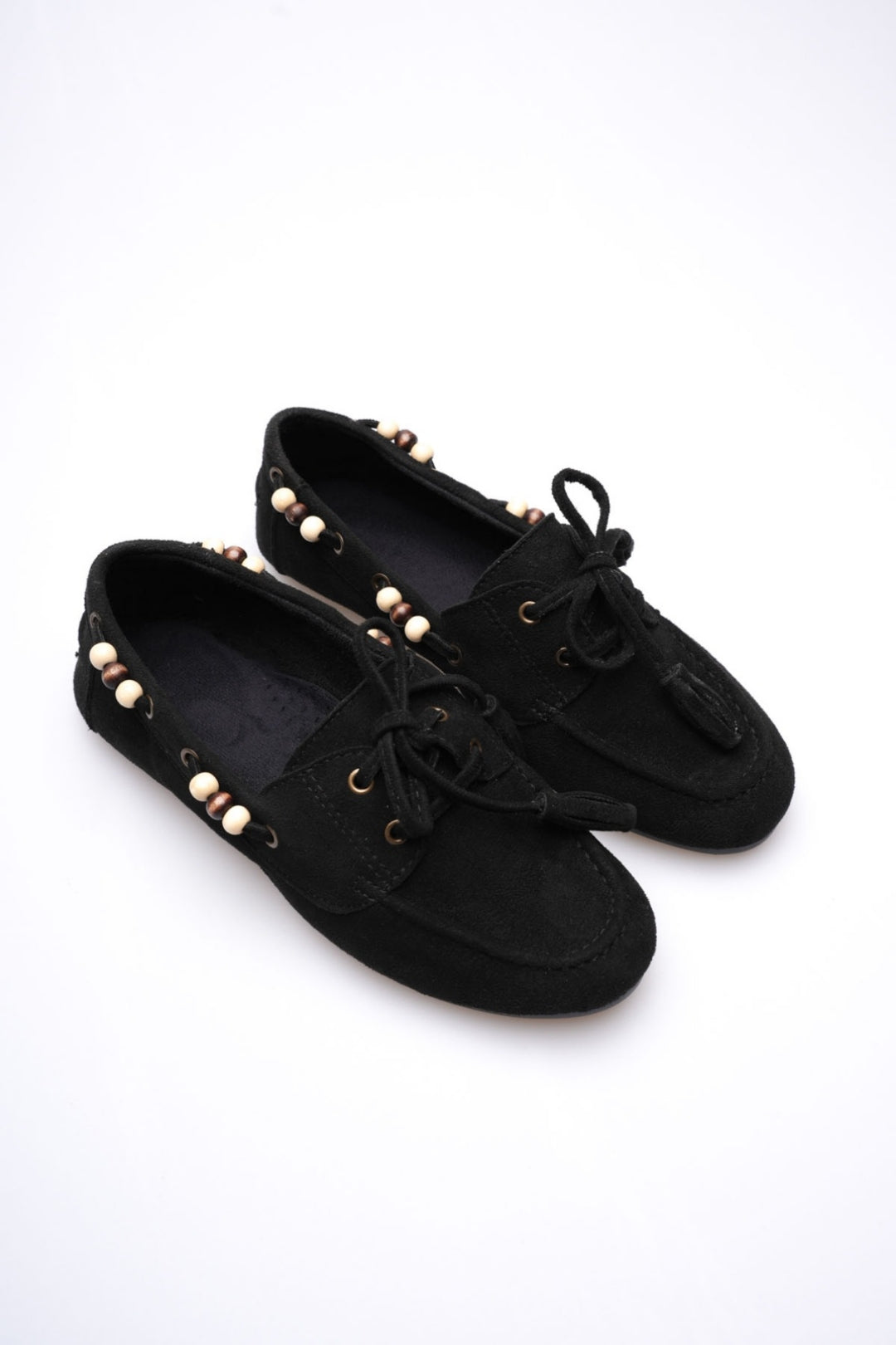 Kadın Boncuklu Süet Babet & Günlük Ayakkabı - Cool & Comfort Serisi – Siyah