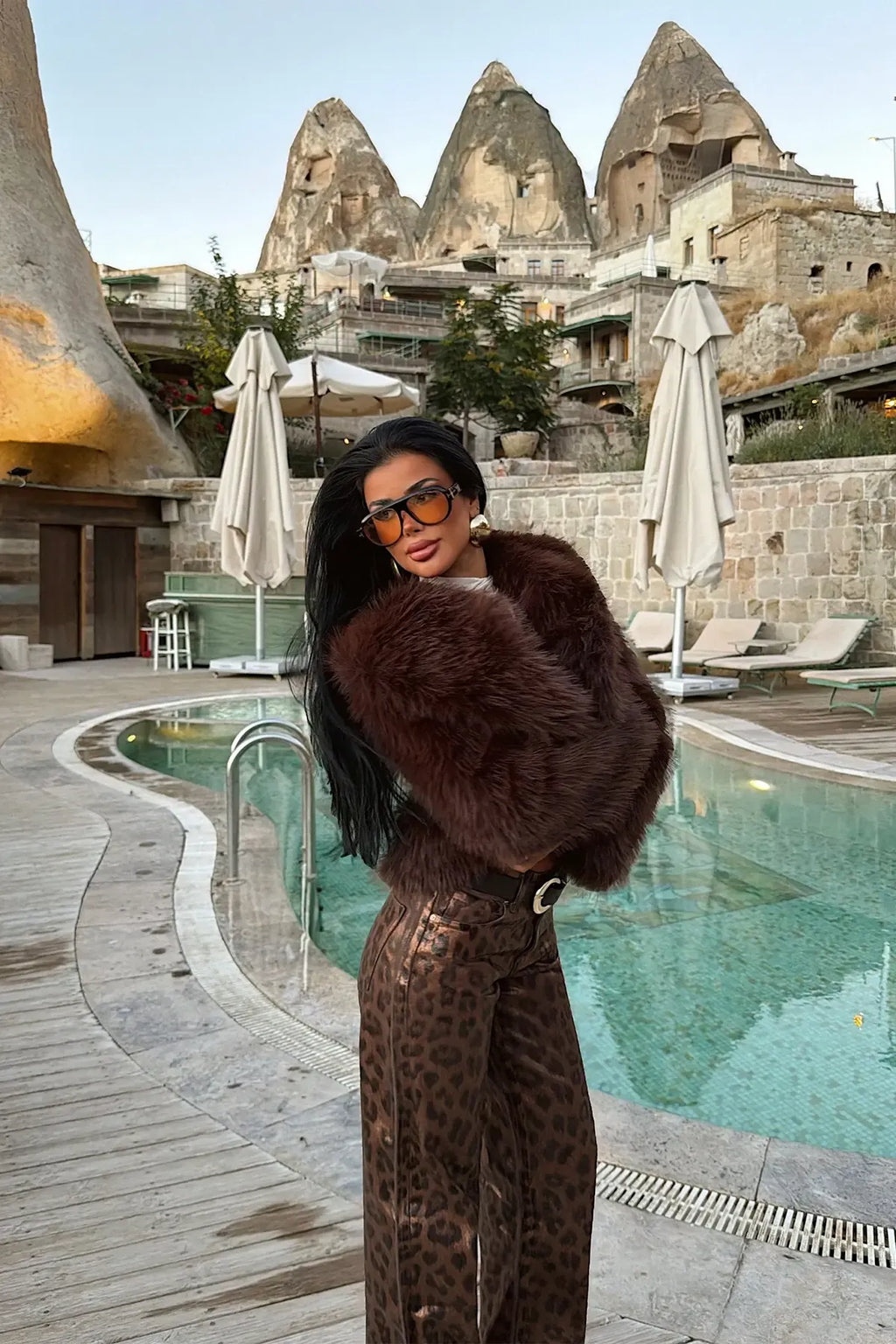 Rufina Luxe Faux Fur Jacket – Bitter Brown