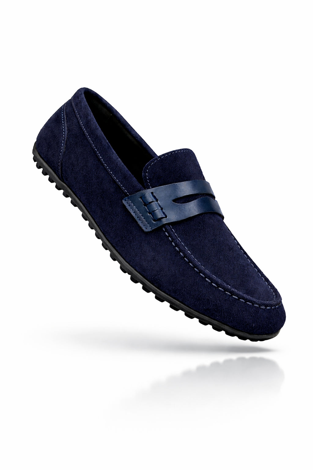 Navy Genuine Suede Ultra Flexible Rubber Sole Loafer