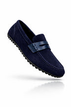 Navy Genuine Suede Ultra Flexible Rubber Sole Loafer