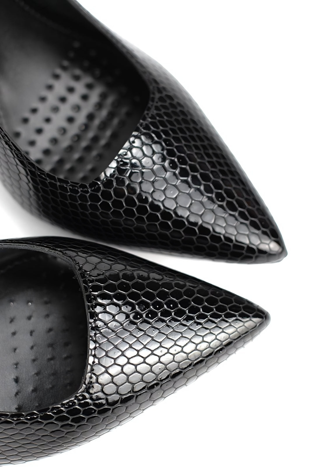 Margaret Esnek Yumuşak Kaymaz Taban 10 cm Kalın Topuk Slingback Kadın Ayakkabı – Siyah Rugan Yılanlı Baskı